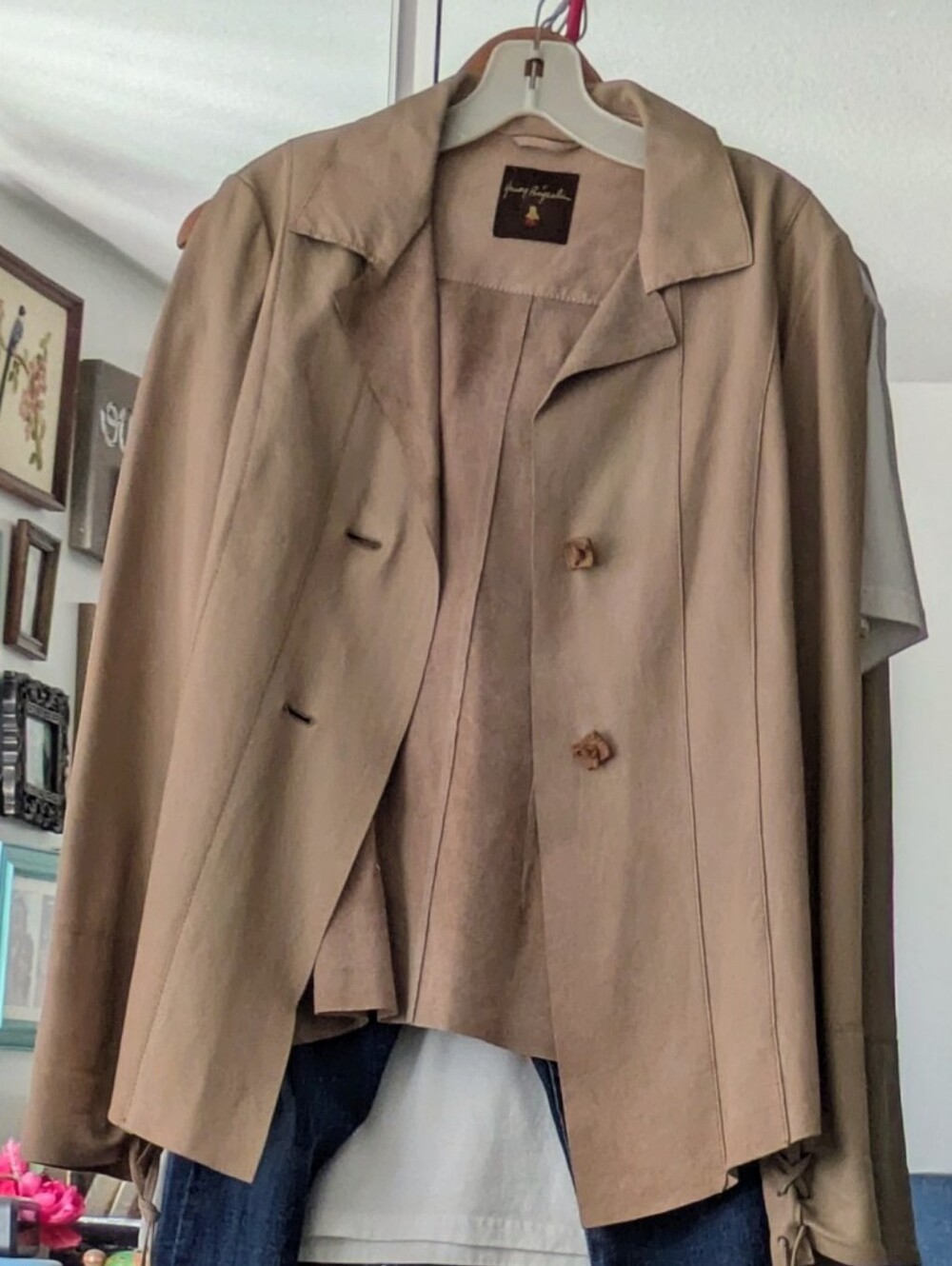 Henry Beguelin Italy Leather Jacket Taupe Lace-Up Detail Women's IT 44 US M